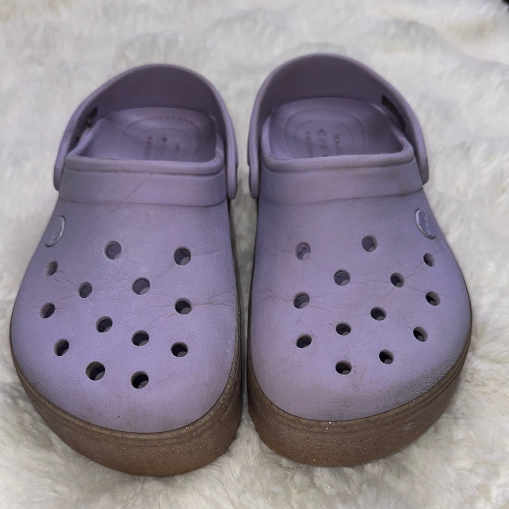 Iconic Crocs comfort clogs crocband Lavender with sparkle woman’s 6